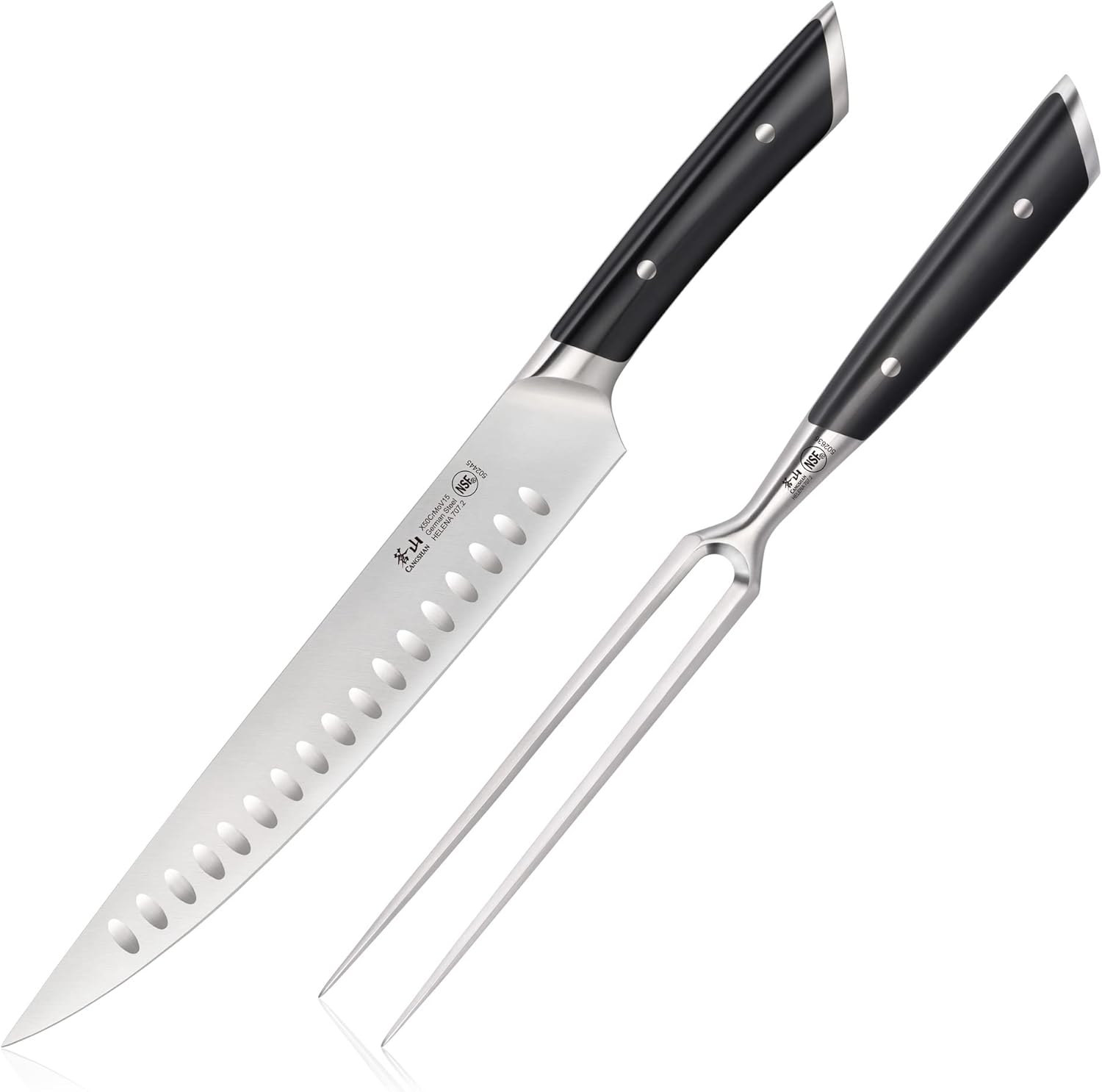 Cangshan HELENA Series German Steel Forged 2-Piece Carving Set (Black)