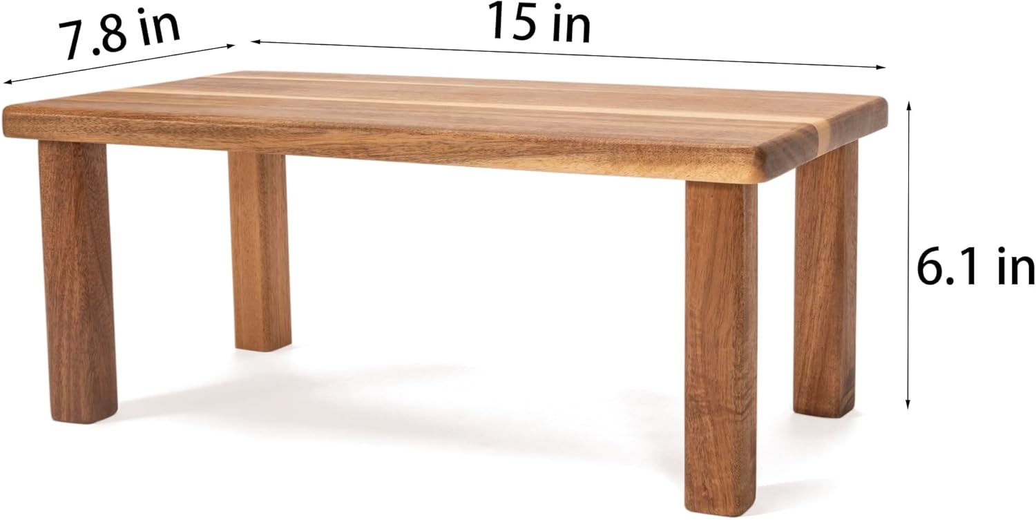 Acacia Wooden Desktop Organizer Shelf Kitchen Cabinet and Counter Riser Display Shelf for Top of Desk Home Office Bathroom Coffee Table Display Stand