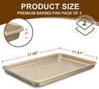 Baking Sheet Pan Set of 2, Wildone Commercial Cookie Sheets for Baking, Nonstick Carbon Steel Oven Tray Half Sheet Pan 17.5x12 Inch, Heavy Duty & Easy Clean