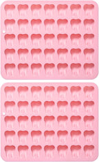 Unique Tooth Shape Candy, Chocolate Silicone Molds Set, 70 Cavity, Non Stick Mold for Gummy, Cupcake Topper, Snack, Biscuit, Handmade Diy, 2 Count, Pink