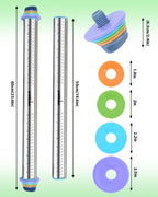 Adjustable Rolling Pin with Thickness Rings for Baking, Adjustable Stainless Steel Designs Dough Roller Pins for Cookie Decorating & Dough Pizza Pie Adjustable Long Rolling Pin 23.6 Inch