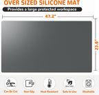 Warome Silicone Mat, 47"x 23" Silicone Mats for Kitchen Counter, Nonslip Heat Resistant Mat, Extra Large Kitchen Counter Mat, Countertop Protector for Craft, No Creases-Gray