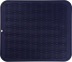 Silicone Dish Drying Mat for Multiple Usage,Easy clean,Eco-friendly,Heat-resistant Silicone Mat for Kitchen Counter or Sink,Refrigerator or Drawer Liner Navy Blue 2XL 24 inches x 18 inches