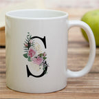 Retreez Initial A-Z Floral Botanical Bouquet Alphabet Monogrammed Monogram Mug 11 Oz Ceramic Tea Coffee Mugs - Appreciation Thank You Wedding Birthday Gifts for her friend coworker sister - S Initial