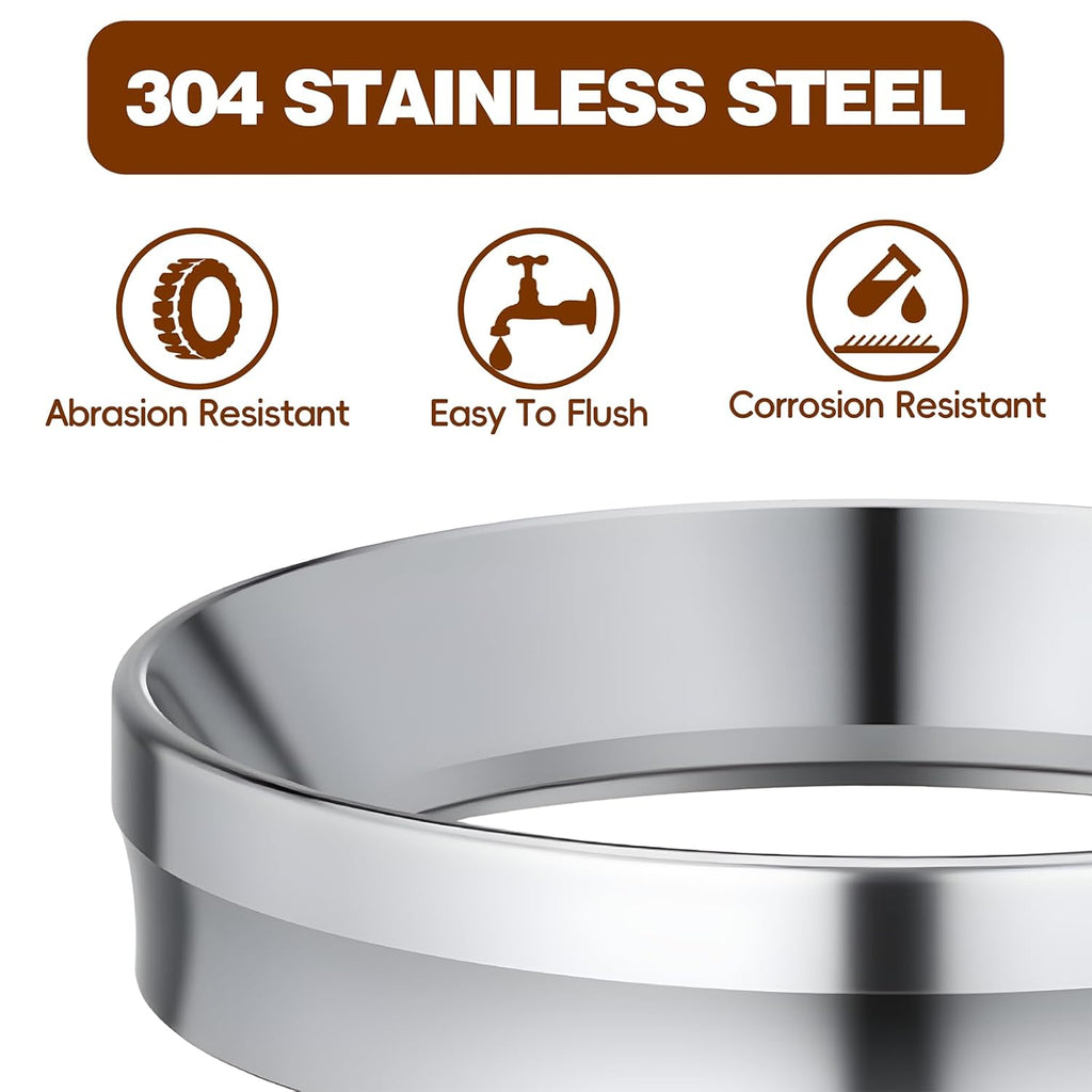 Magnetic Stainless Steel Espresso Dosing Funnel Compatible with 53mm Portafilter