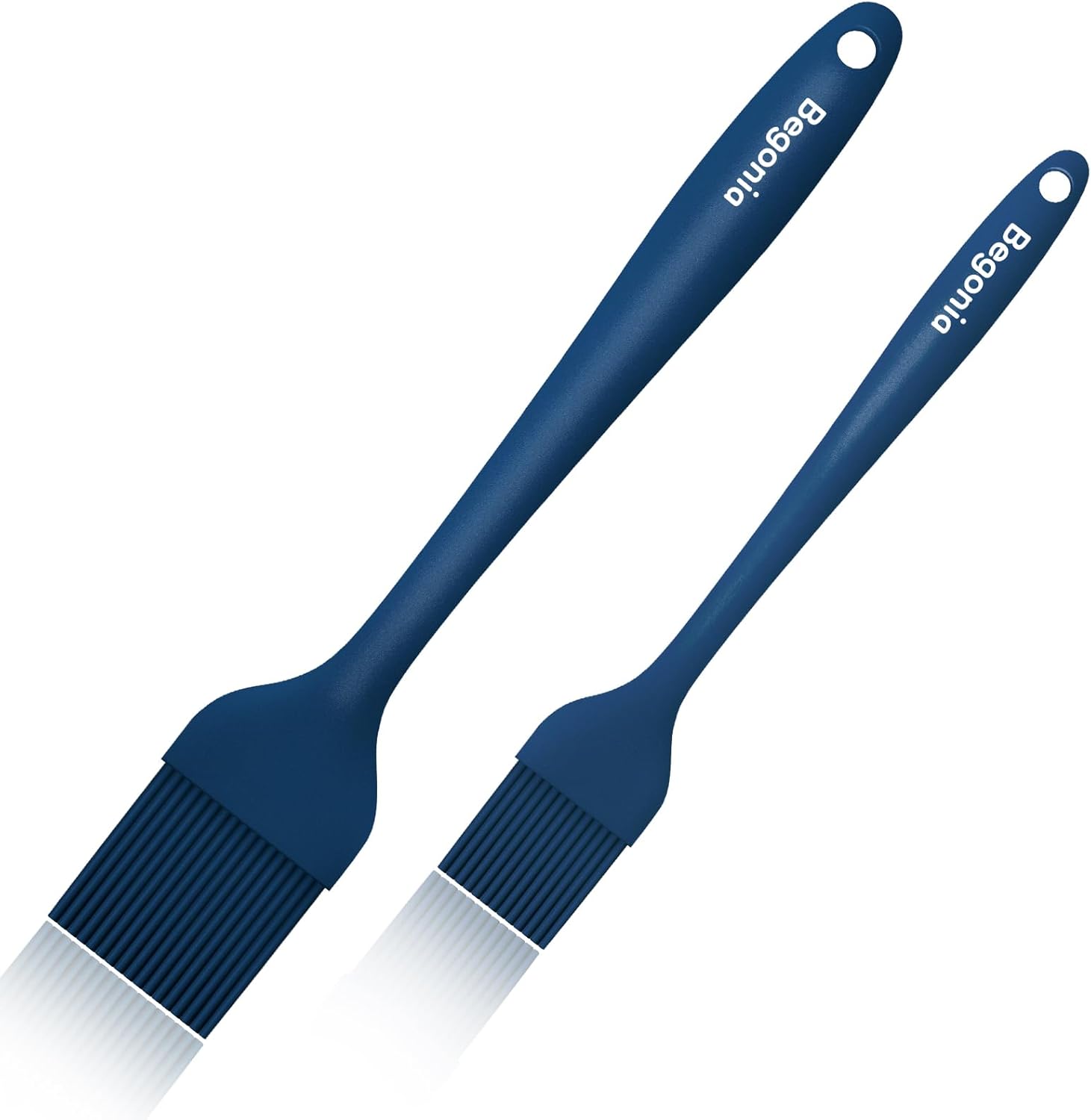 Pastry Brush-Begonia Silicone Basting Brush for Cooking,2pcs 10+8 in Heat Resistant Food Brushes for Baking, Grilling, Cooking and Spreading Oil (Prussian Blue)