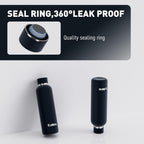 Slim Insulated Water Bottles for Travel 18oz with Clip, Double Wall Vacuum Stainless Steel Water Bottle Keeps Drinks Cold 24 Hrs/Hot 12 Hrs, 100% Leakproof, BPA Free(Black)