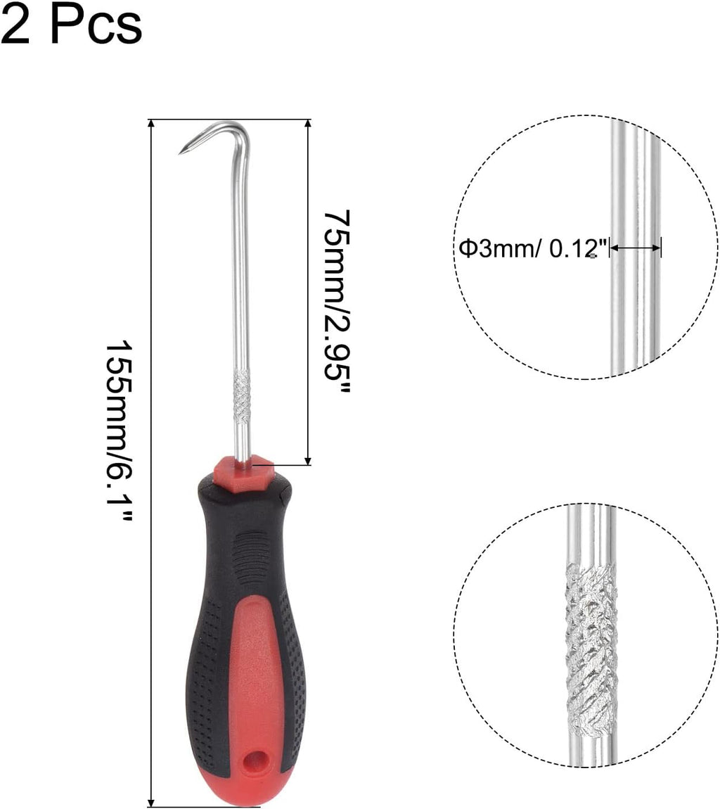 uxcell Full Hook Pick 5.91" Puller Remover Removal Tool for Oil Seal/O-rings, Gasket, Hose 2Pcs