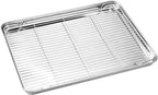 Wildone Baking Sheet & Rack Set [2 Sheets + 2 Racks], Stainless Steel Cookie Pan with Cooling Rack, Size 17.3 x 12.2 x 1 Inch, Non Toxic & Heavy Duty & Easy Clean