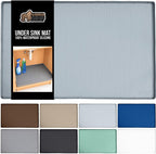 GORILLA GRIP Waterproof Silicone Under Sink Mat with Raised Lip for Kitchen and Bathroom, 28 x 22 in, Cabinet Shelf Liner Stay in Place Mats Dishwasher Safe Drawer Liner, Organizer Tray, Light Grey