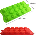 4 PACK Flower Shape Chocolate Candy Molds Set,DanziX Silicone 15 Cavity Baking Mold Ice Cube Tray for Wedding,Festival,Parties and DIY Crafts-Green,Blue,Red and Purple