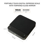 Portable Coffee Scale,Digital Touch Espresso Scale with with Timer,2kg/0.1g High Precision,Rechargeable 1800mAh Battery Tempered Glass Mirror