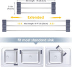 Tomorotec Adjustable Over-The-Sink Kitchen Rack for Dishcloths, Sponges, Bottles and Brushes - Heat-Resistant Stainless Steel with Slim, Expandable Design and Multifunctional Silicone Holder