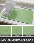 AMOAMI Coffee Mat - Hide Stain Rubber Backed Absorbent Dish Drying Mat for Kitchen Counter - Fits Under Coffee Maker or Machine