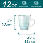 vancasso Bonita 12 Oz Coffee Mugs Set of 6, Ceramic Coffee Cups for Cappuccino, Latte, Tea, Cocoa, Cool Color