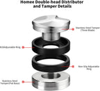 58mm Espresso Distributor & Tamper, Coffee Distributor Adjustable Height, Coffee Leveler Fits with Two-in-one Double-head and Flat-bottom Three Leaf for Macaroons