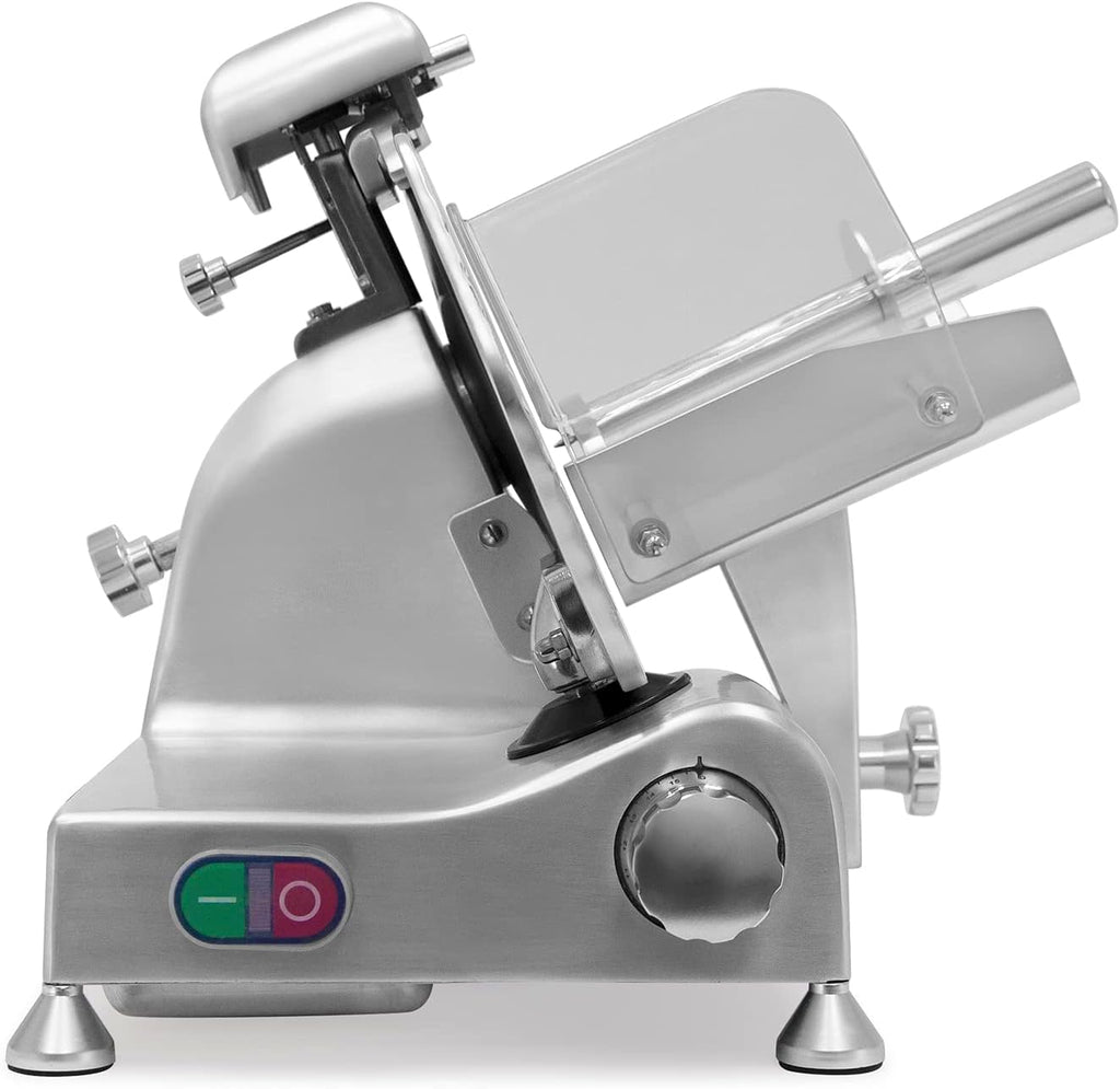 KWS Metal Collection MS-10DS Commercial 320W 10-Inch Meat Slicer Anodized Aluminum Base with Stainless Steel Blade + Blade Removal Tool, Frozen Meat/Cheese/Food Slicer Quiet [ ETL, NSF Certified ]