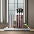 25oz Cold Brew Coffee Maker 4 Cup Capacity Tea Maker, Iced Coffee Pot, Cold Heat Resistant Borosilicate Glass Carafe, Stainless Steel Mesh Filter Basket and Black Freshness Lid