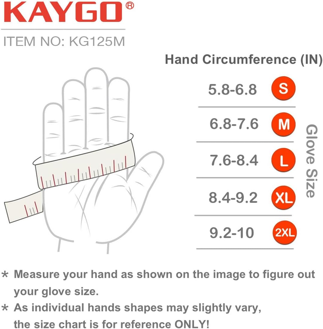 KAYGO Work Gloves For Men, KG125M Mechanic Utility Work Gloves for All Purpose, Excellent Grip, Heavy Duty, Improved Dexterity, Touch Screen,Black，XL