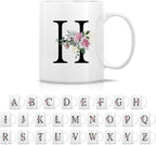 Retreez Initial A-Z Floral Botanical Bouquet Alphabet Monogrammed Monogram Mug 11 Oz Ceramic Tea Coffee Mugs - Appreciation Thank You Wedding Birthday Gifts for her friend coworker sister - H Initial