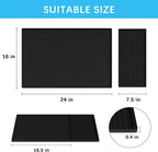 Golener Silicone Coffee Mat Set - 24" x 16" Coffee Bar Mat for Countertop, Kitchen Station Pad Accessories Fit Under Coffee Maker or Machine, Dish Drying Mat, Heat Resistant Kitchen Gadget, Black