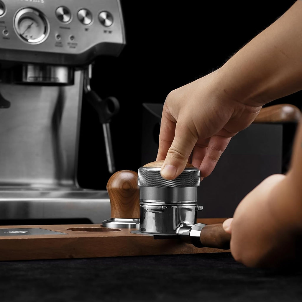 CrossCreek 54mm Espresso Distributor | Adjustable Depth Distribution Tools Fits 54mm Breville Portafilter | Stainless Steel & Walnut Coffee Distributor | Espresso Machine Accessories for Coffee Bar