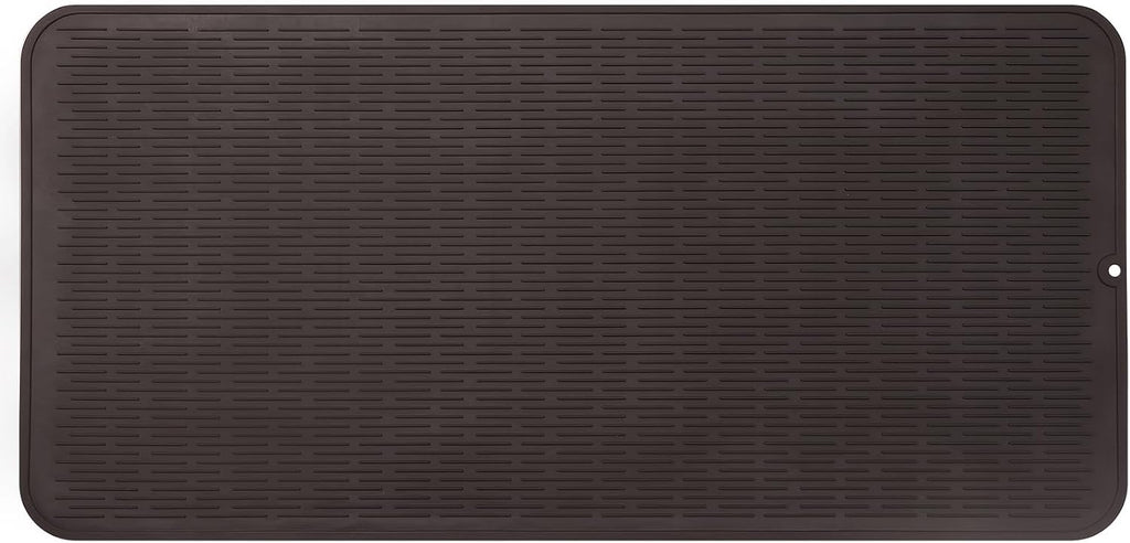 Silicone Dish Drying Mat for Multiple Usage,Easy clean,Eco-friendly,Heat-resistant Silicone Mat for Kitchen Counter or Sink,Refrigerator or Drawer Liner Coffee 5XL 36inches x 18inches