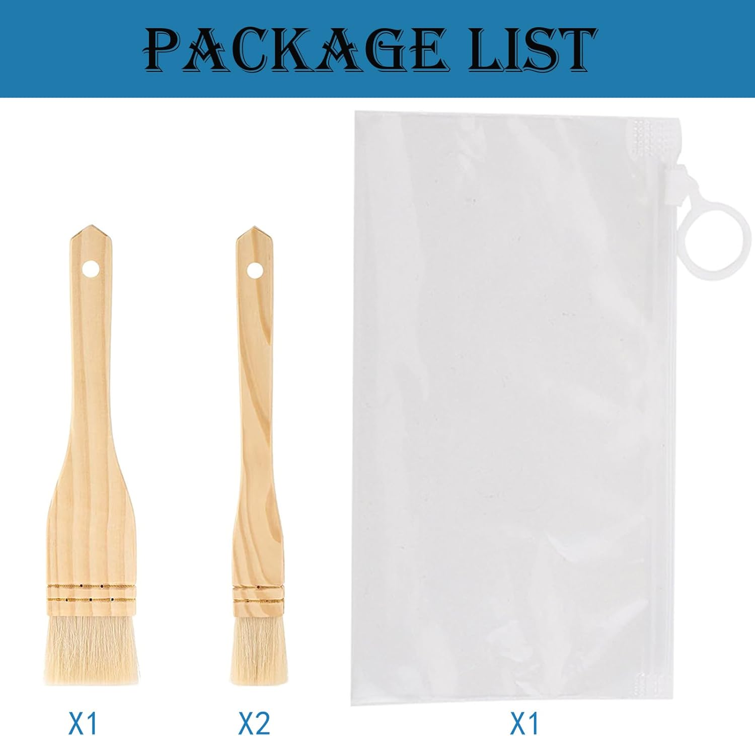 3PCS Pastry Brushes Basting Oil Brush with Goat Bristles and Hardwood Handles BBQ Cooking Baking Brush for Baking, Grilling, Cooking and Spreading Oil, Butter, BBQ Sauce, or Marinade