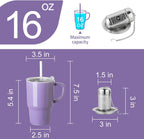 Sweejar Ceramic Travel Mug with Lid, 16 oz Portable Coffee Mug, Dishwasher Safe Tea Cup with Infuser, Reusable Teacup for Car Cup Holder, Tea Lovers(Purple)