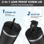 BJPKPK 34oz Insulated Tumbler With lid And Straw Stainless Steel Tumblers Travel Coffee Mug Reusable Thermal Cup,Black Leopard