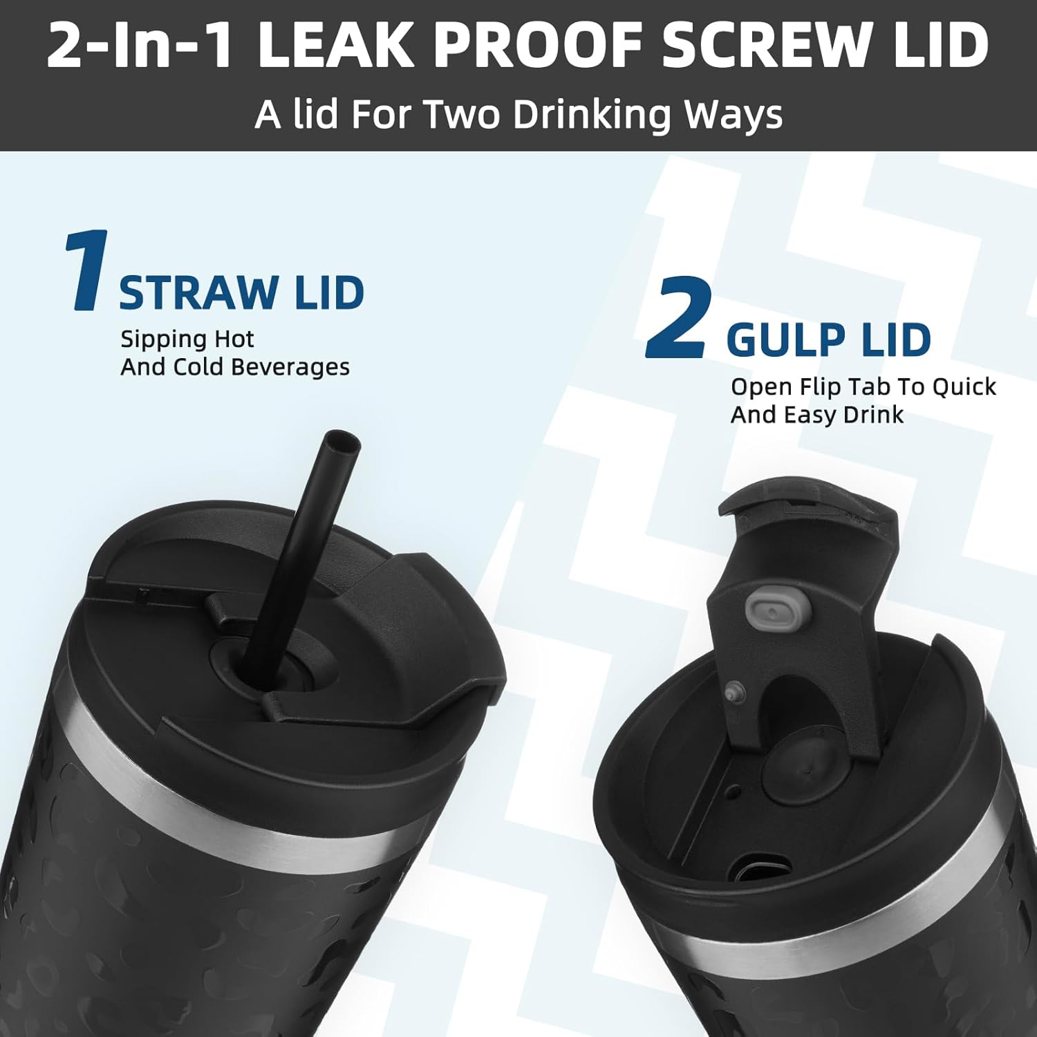 BJPKPK 34oz Insulated Tumbler With lid And Straw Stainless Steel Tumblers Travel Coffee Mug Reusable Thermal Cup,Black Leopard