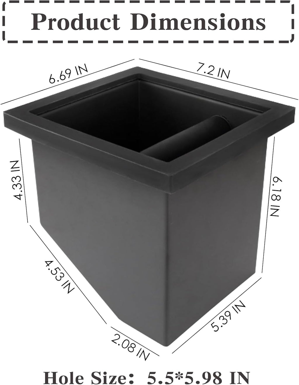 Stainless Steel Espresso Coffee Ground Knock Box Chute, Built-in Desktop Waste Bucket, Bottomless Knocking Residue Box