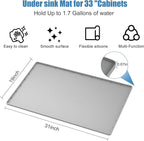 Under Sink Mat for Kitchen Waterproof, 31" x 19" Silicone Under Sink Liner Kitchen & Bathroom Cabinet Protector Mats, Heavy Duty Flexible Under Sink Drip Tray with Lip, Cool Grey