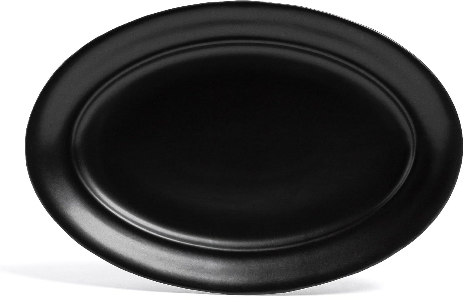 over&back Rim Stoneware Serving Platter - Elegant 1-Piece Oval Serving Platter to Complete Your Kitchen Set - 16" L x 10.8" W Semi-Matte Black