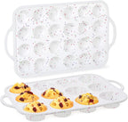 CAKETIME 12 Cups & 24 Cups Silicone Muffin Pan with Metal Frame, Regular & Mini Muffin Pan Set for Baking 2 Pack
