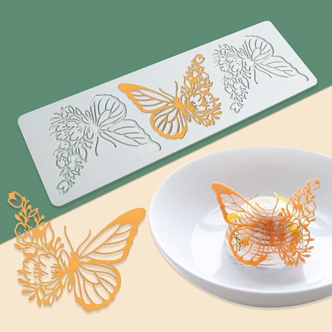 Hollow Leaf Silicone Mold Chocolate Candy 3D Hollow Leaf Candy Mold Food Cooking Meals Decorations Fondant Mold Polymer Clay Molds (Butteryfly L_11.24x3.6x0.12inch)