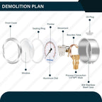 MEASUREMAN 2-1/2inch Dial Size, Oil Filled Pressure Gauge, 0-160psi/kpa, 304 Stainless Steel Case, 1/4inchNPT Lower Mount