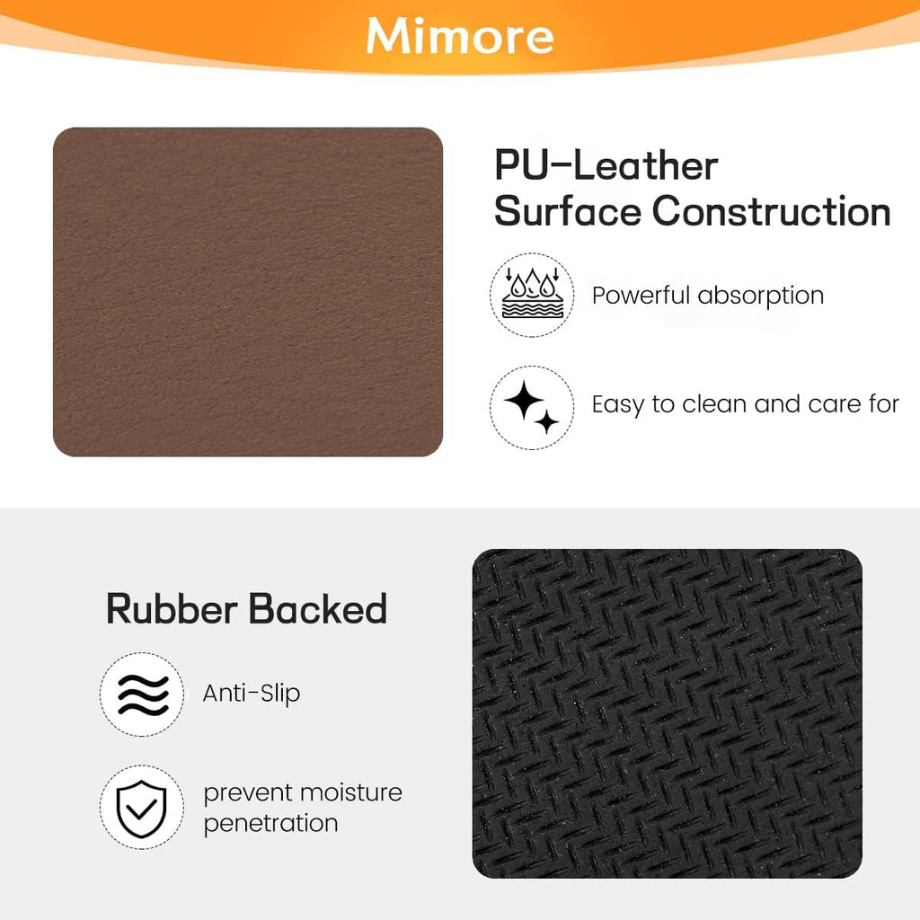 Mimore Coffee Mat - 16x24 Inch Brown Bar Mat for Countertop - Absorbent, Hides Stains, Rubber Backed - Dish Drying Mat Fits Under Coffee Maker, Espresso Machine (Compatible with Ninja Luxe Cafe)