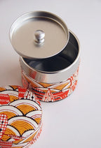 Japanese Pokkan Coffee Spice Tea Tin Canister Washi Paper Storage with Lid 7.05 oz Capacity (Touka)