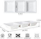 Divided Serving Tray, 14.75”x 6” Reusable 3-Section Party Platters, Condiment Serving Dishes for Entertaining, Ideal for Snacks, Appetizers, Fruit, Candy, Chip & Dip Set,White