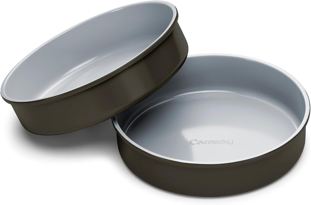Caraway Non-Stick Ceramic 9” Circle Pans - Naturally Slick Ceramic Coating - Non-Toxic, PTFE & PFOA Free - Perfect for Birthday Cakes, Tartes, & More - Black