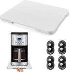 Appliance Slider 360° Rolling Tray for Coffee Maker- Bamboo Coffee Pot Slider Tray Countertop Rotation Sliding Tray with Wheels, Small Appliances Mat White (small 11.8" × 9.8" × 0.6")