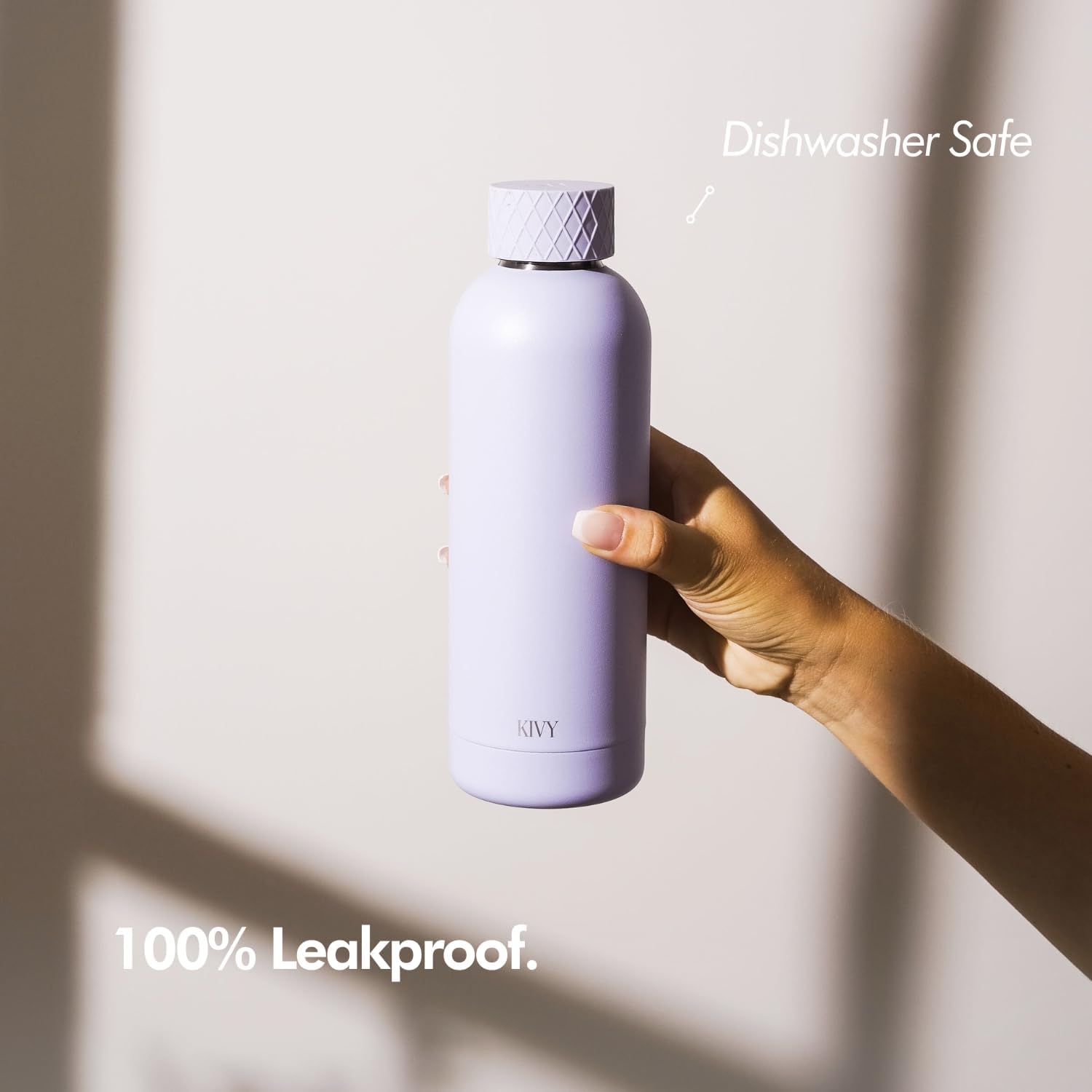 KIVY Stainless Steel Insulated Water Bottle 16oz | Leak Proof BPA-Free Metal Water Bottle - Slim water bottle no straw - Blue water bottle screw top