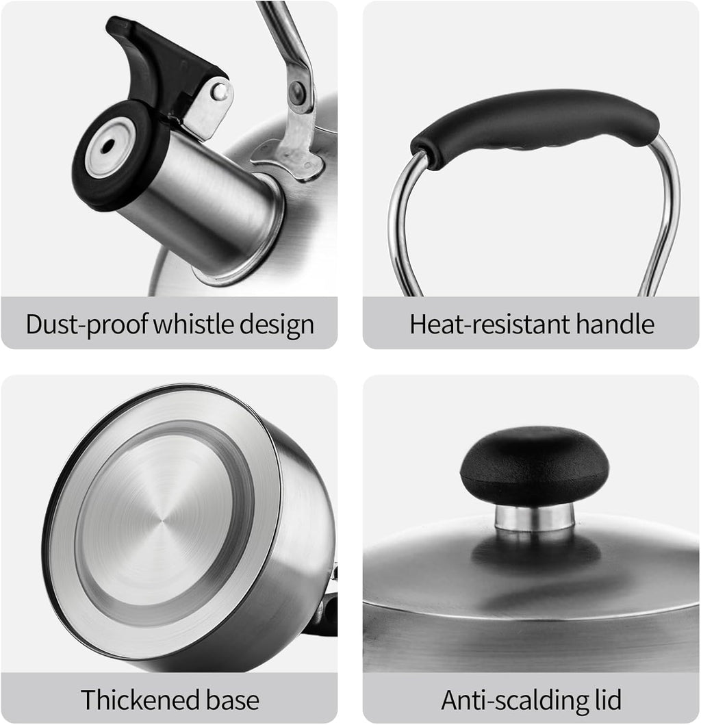 Tea Kettle – 2.64 Quart Stovetop Teapot, Stainless Steel Water Kettle for Camping & Kitchen, Foldable Handle, Gooseneck Spout – Perfect for Coffee & Tea