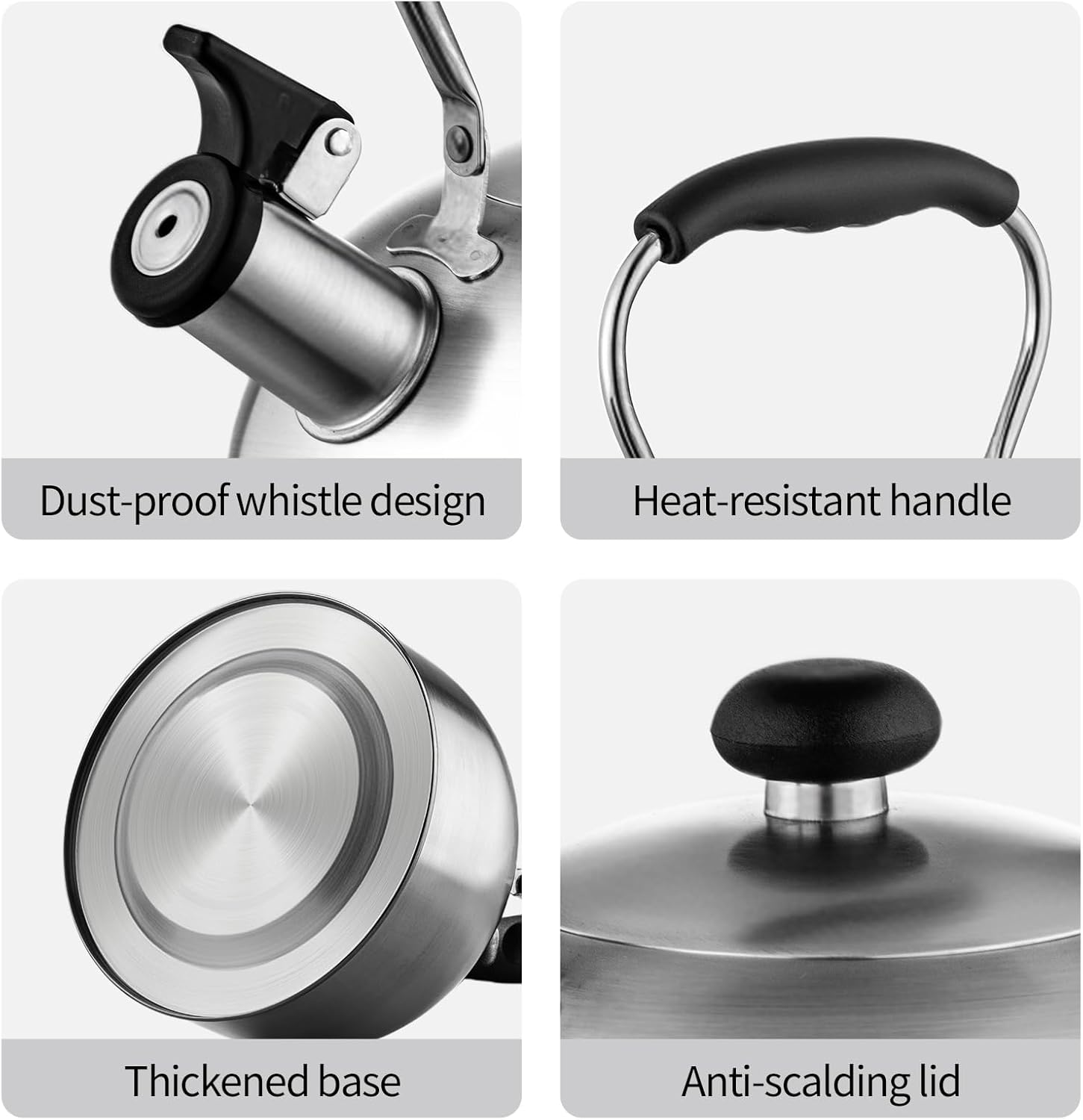 Tea Kettle – 2.64 Quart Stovetop Teapot, Stainless Steel Water Kettle for Camping & Kitchen, Foldable Handle, Gooseneck Spout – Perfect for Coffee & Tea