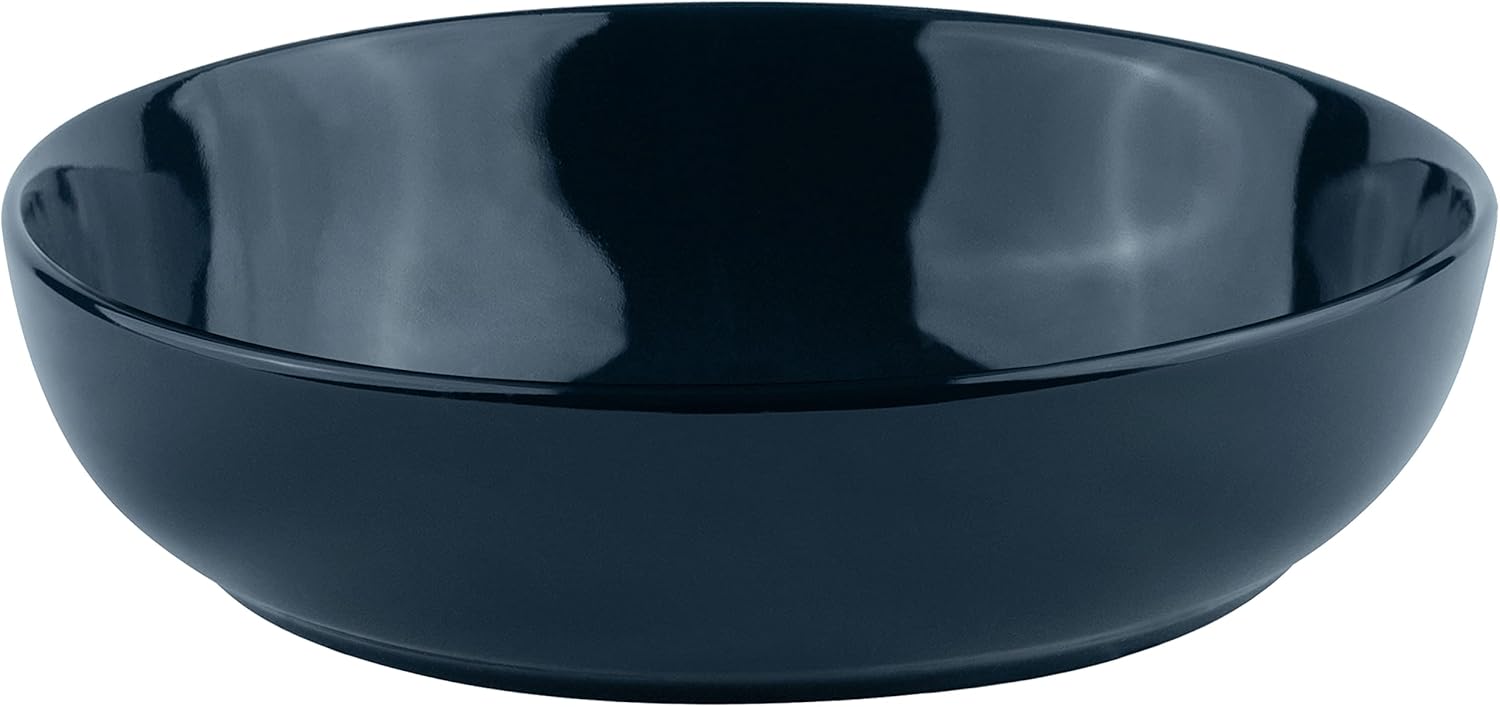 KooK Pasta Bowl, Salad Bowls, Soup, Serving Bowls, Ceramic, Large Capacity, Microwave & Dishwasher Safe, Set of 4, 40 Oz,(Navy Blue)