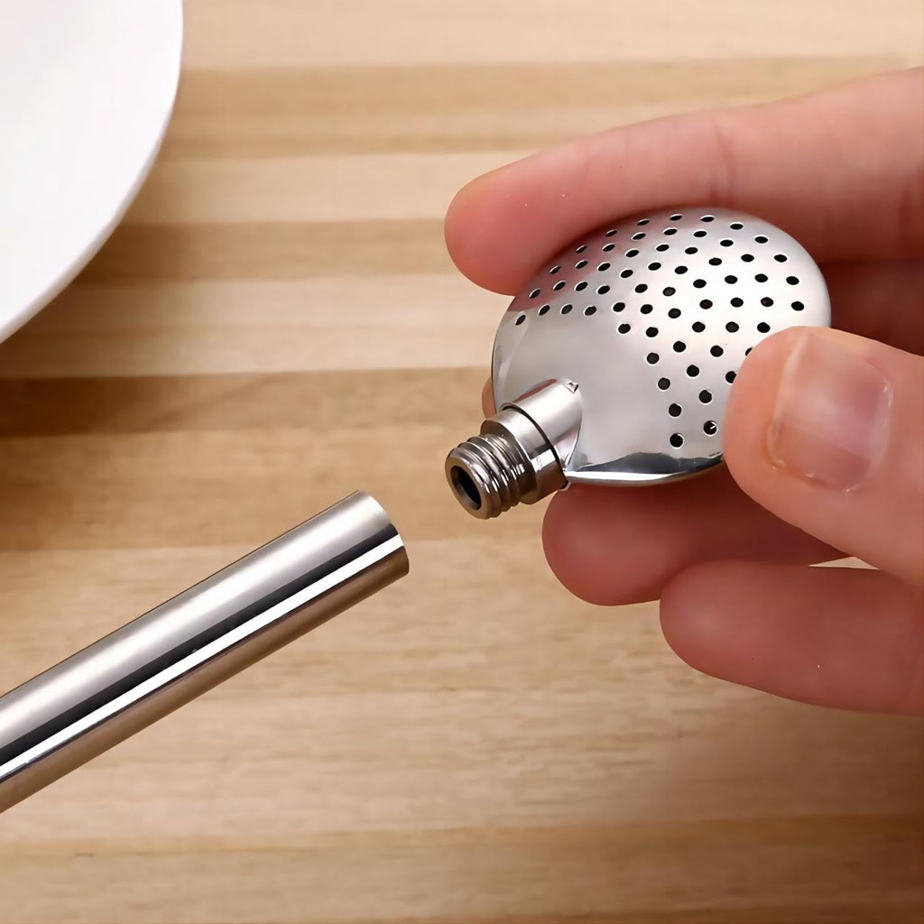 Reusable Bombilla Yerba Mate Straw - Stainless Steel Removable Spoon Style Filter with a Beautiful Bead - Metal Straw for Drinking Loose Leaf Tea - Includes Cleaning Brush(Light Grey)