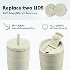 COKTIK 20oz Insulated Tumbler with Lid and Straw 2 Lids (Straw/Flip) Iced Coffee Cup Reusable Stainless Steel Travel Mug Water Bottle Cupholder Friendly for Women Men Her Him (Almond Birch)