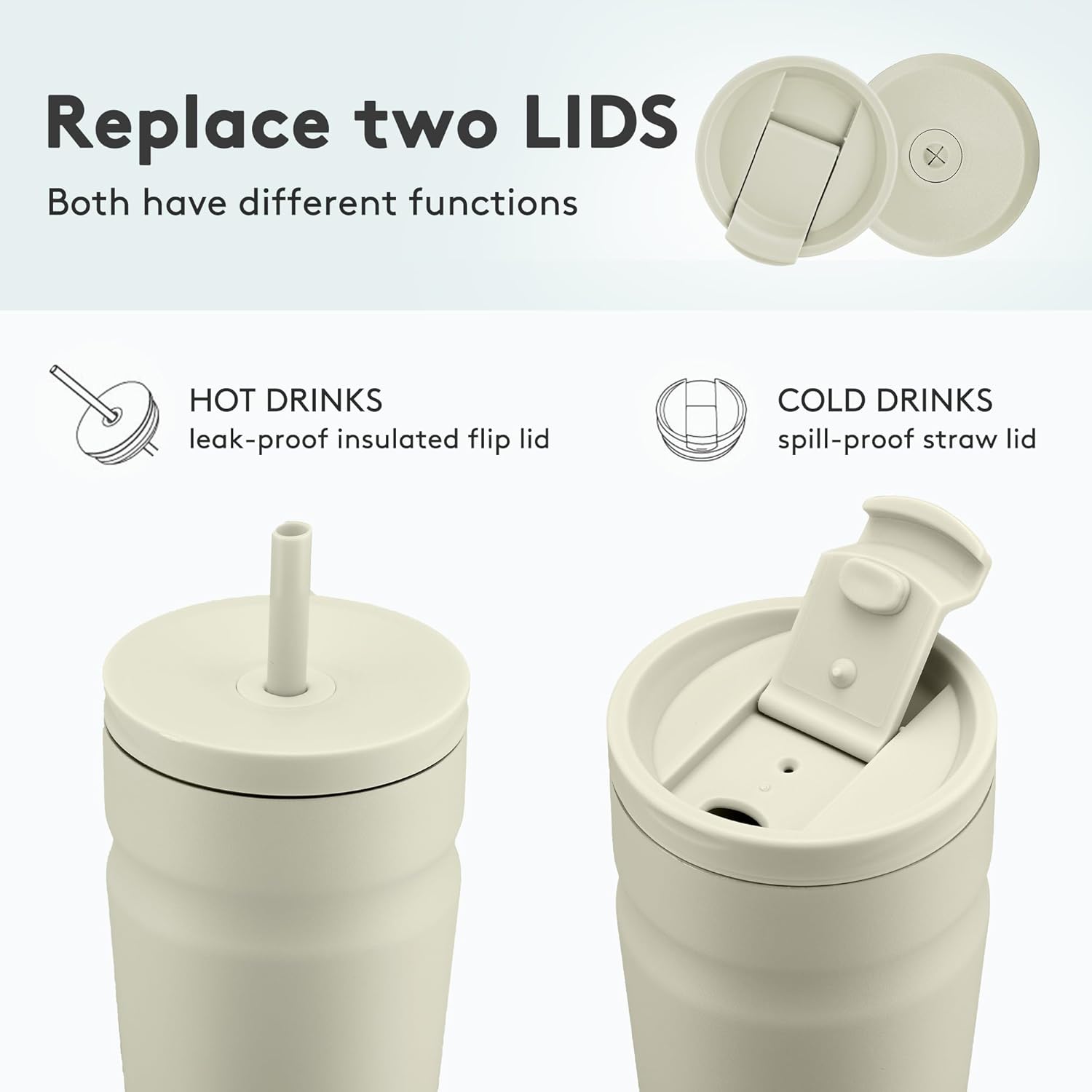 COKTIK 20oz Insulated Tumbler with Lid and Straw 2 Lids (Straw/Flip) Iced Coffee Cup Reusable Stainless Steel Travel Mug Water Bottle Cupholder Friendly for Women Men Her Him (Almond Birch)