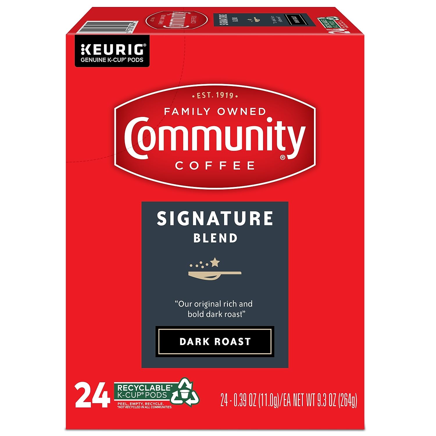 Community Coffee Signature Blend 24 Count Coffee Pods, Dark Roast, Compatible with Keurig 2.0 K-Cup Brewers, 24 Count (Pack of 1)